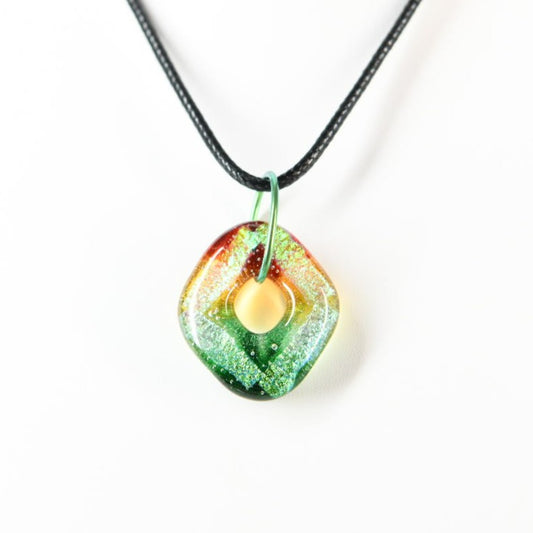 Yellow and Green Dichroic Glass Pendant