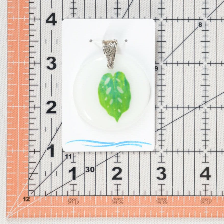 Glass Swiss Cheese Plant Leaf Pendant