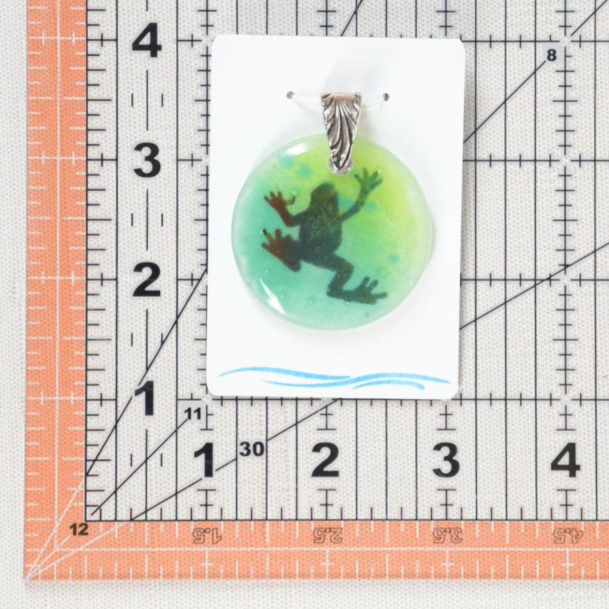 Recycled Glass Climbing Frog Pendant
