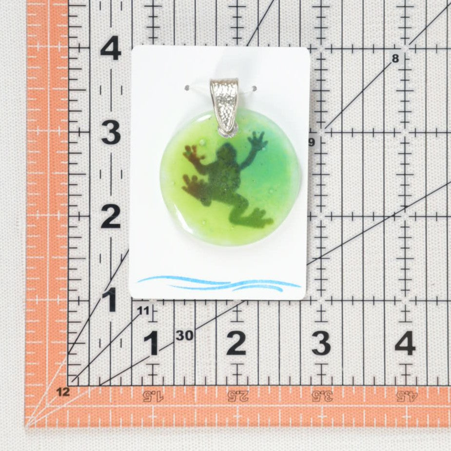 Recycled Glass Climbing Frog Pendant