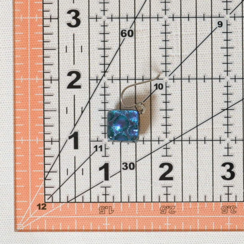 Purple-ish Blue Dichroic Glass Bubble Earrings