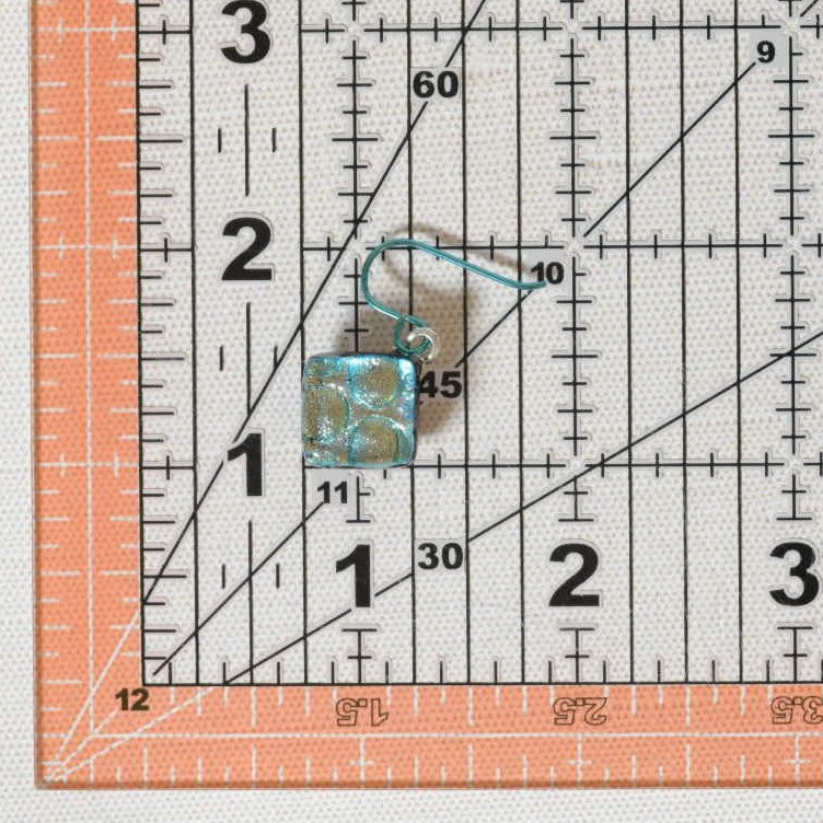 Pale Aqua Dichroic Glass Bubble Earrings