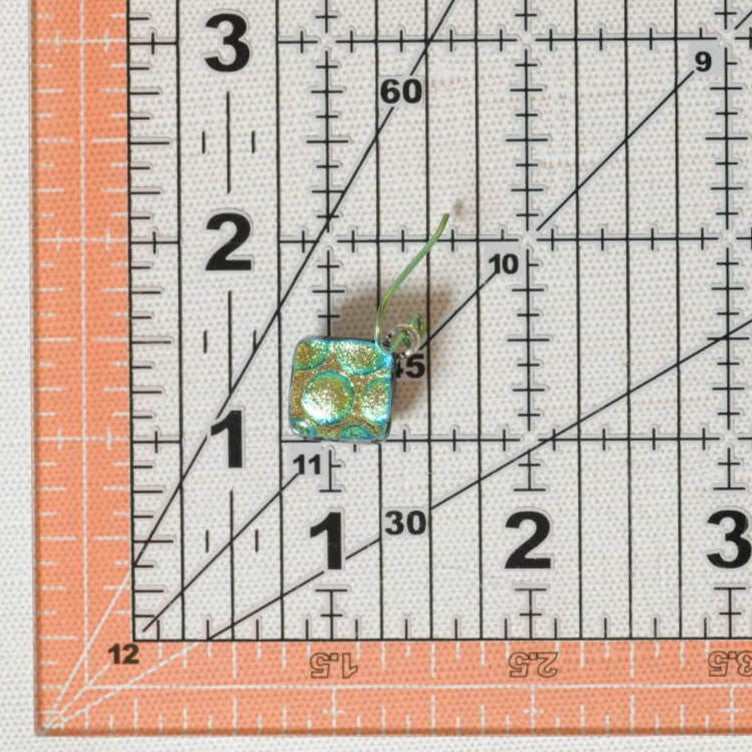 Aqua Green and Gold Dichroic Glass Bubble Earrings