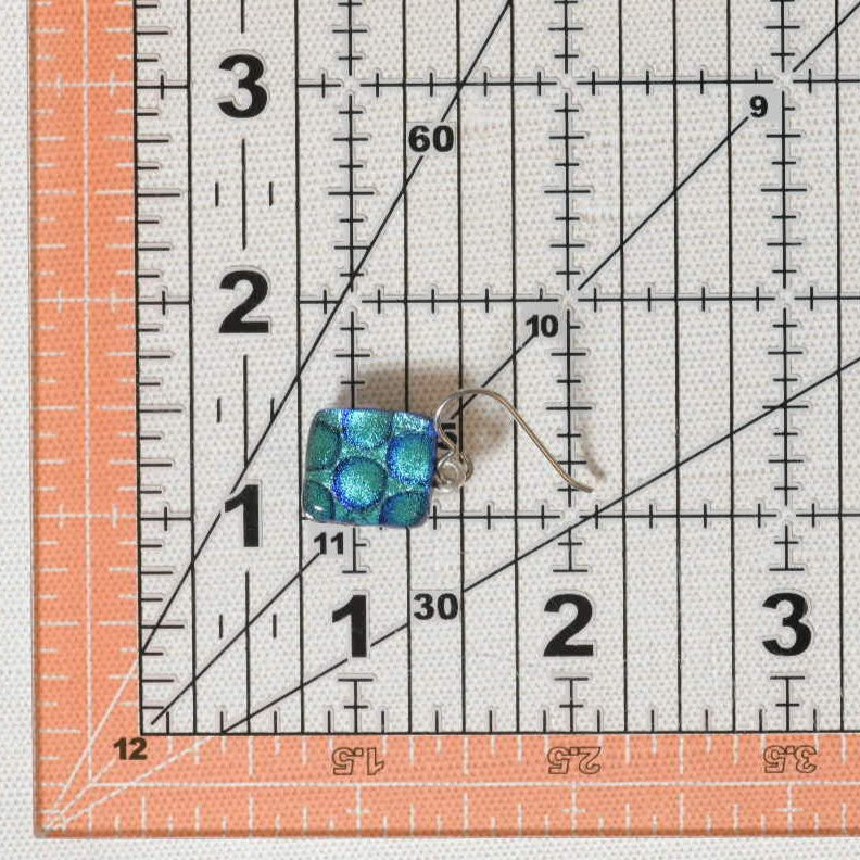 Aqua Dichroic Glass Bubble Earrings