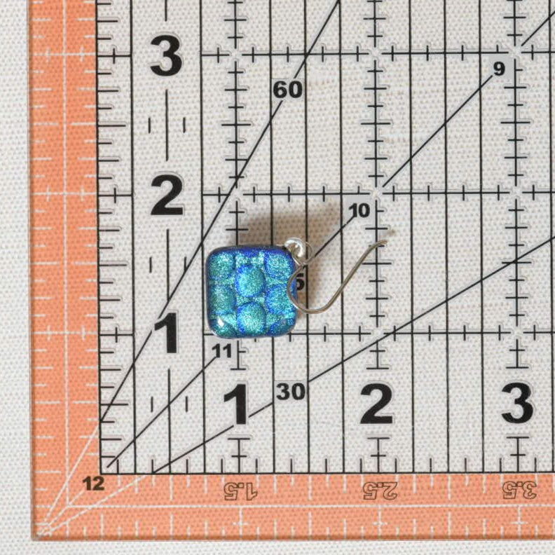Aqua Dichroic Glass Bubble Earrings