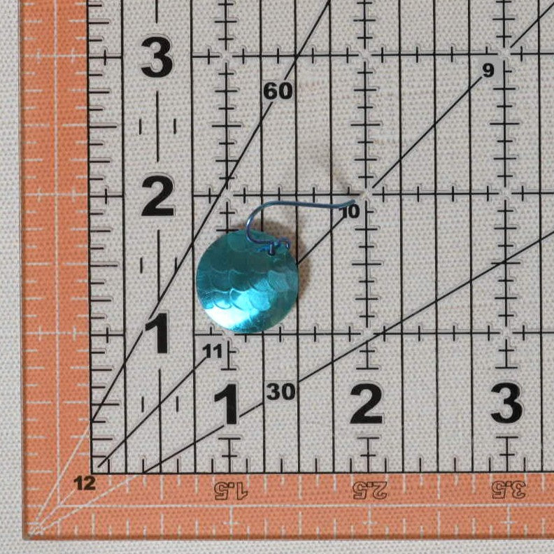 Turquoise Blue Anodized Niobium Dangle Earrings with Scale Pattern