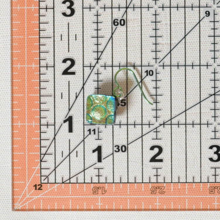 Aqua and Gold Dichroic Glass Bubble Earrings
