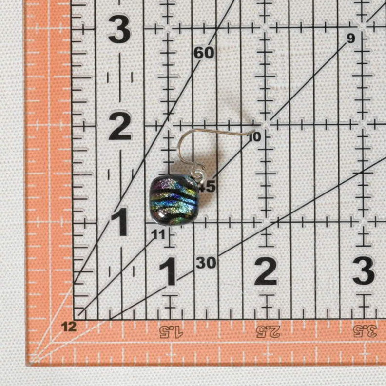 Multicolor Zebra Pattern Dichroic Glass Earrings