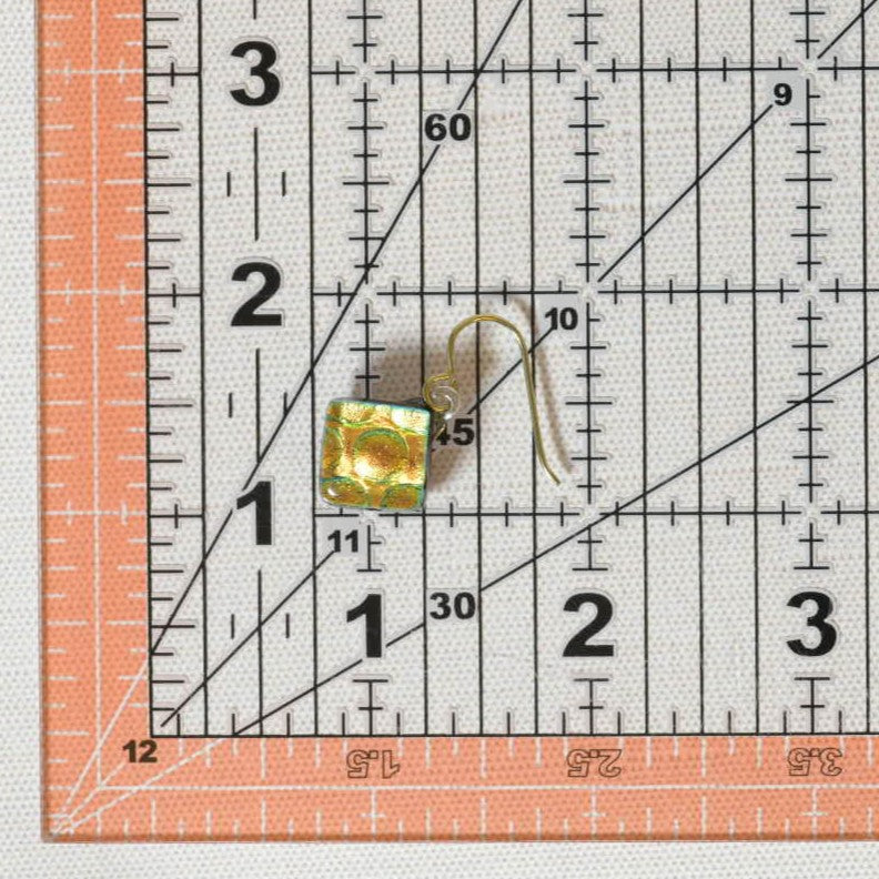 Green-ish Gold Dichroic Glass Bubble Earrings