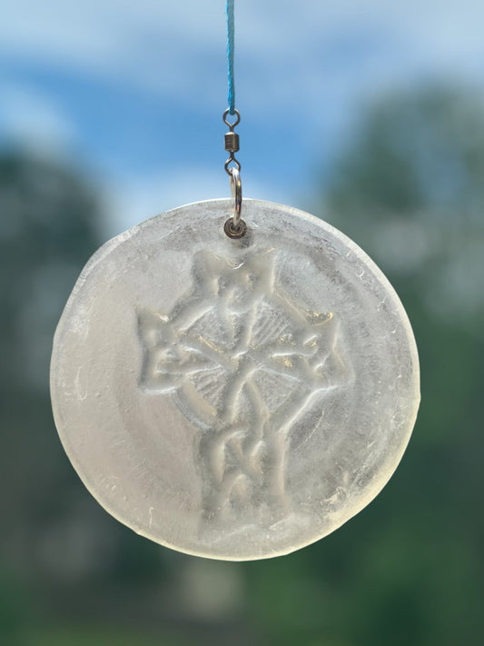 Celtic Cross Suncatcher from Upcycled Wine Bottle