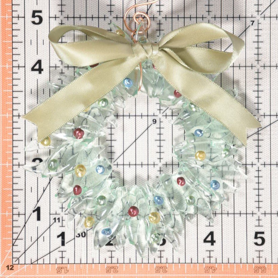 Christmas Tree Wreath from Upcycled Wine Bottle