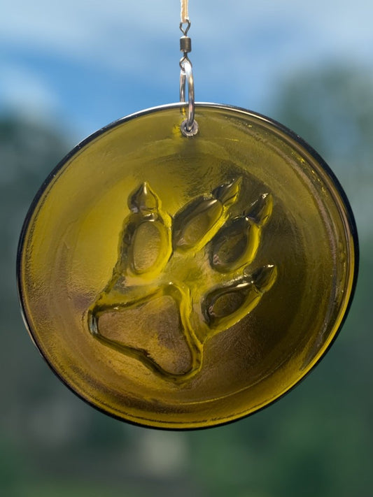 Dog Paw Print Recycled Bottle Bottom Suncatcher