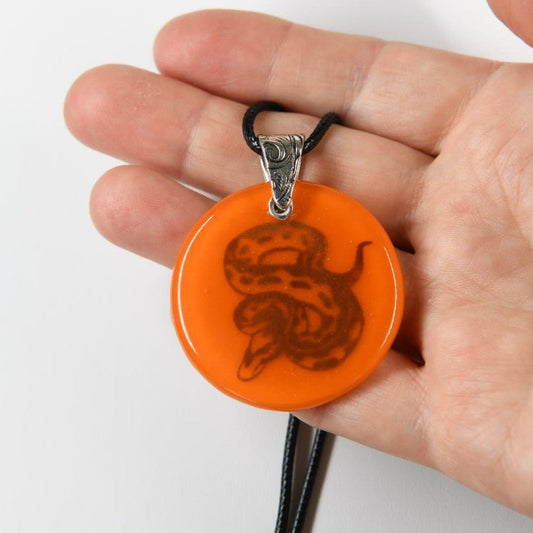 Glass Ball Python Snake Pendant