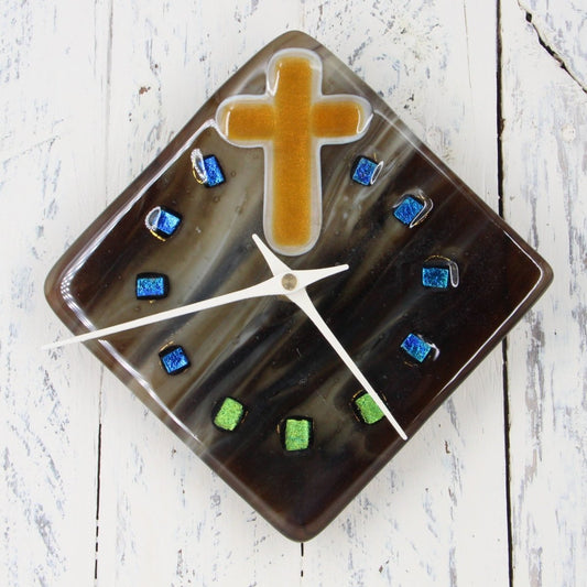 Glass Clock with Cross