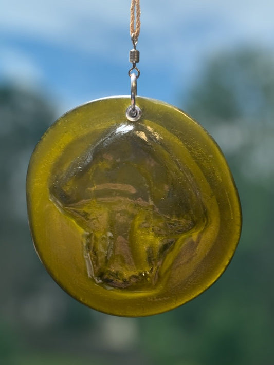 Mushroom Suncatcher from Upcycled Wine Bottle