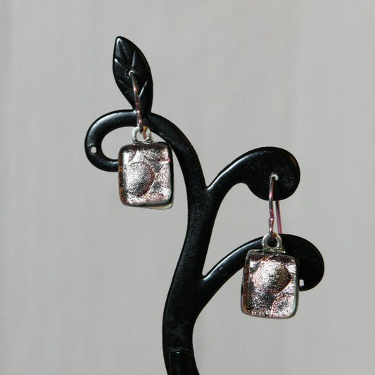 Pale Pink Dichroic Glass Bubble Earrings