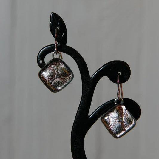 Pale Pink Dichroic Glass Bubble Earrings