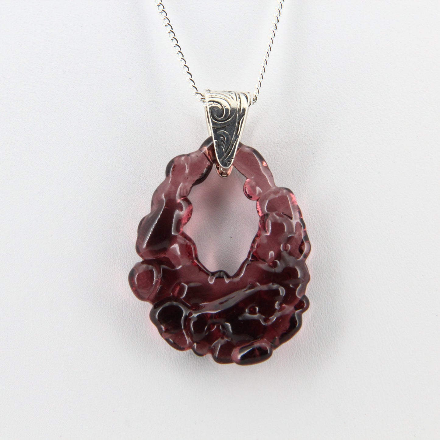 Upcycled Purple Necklace, Recycled Glass Pendant - SnarkyFish