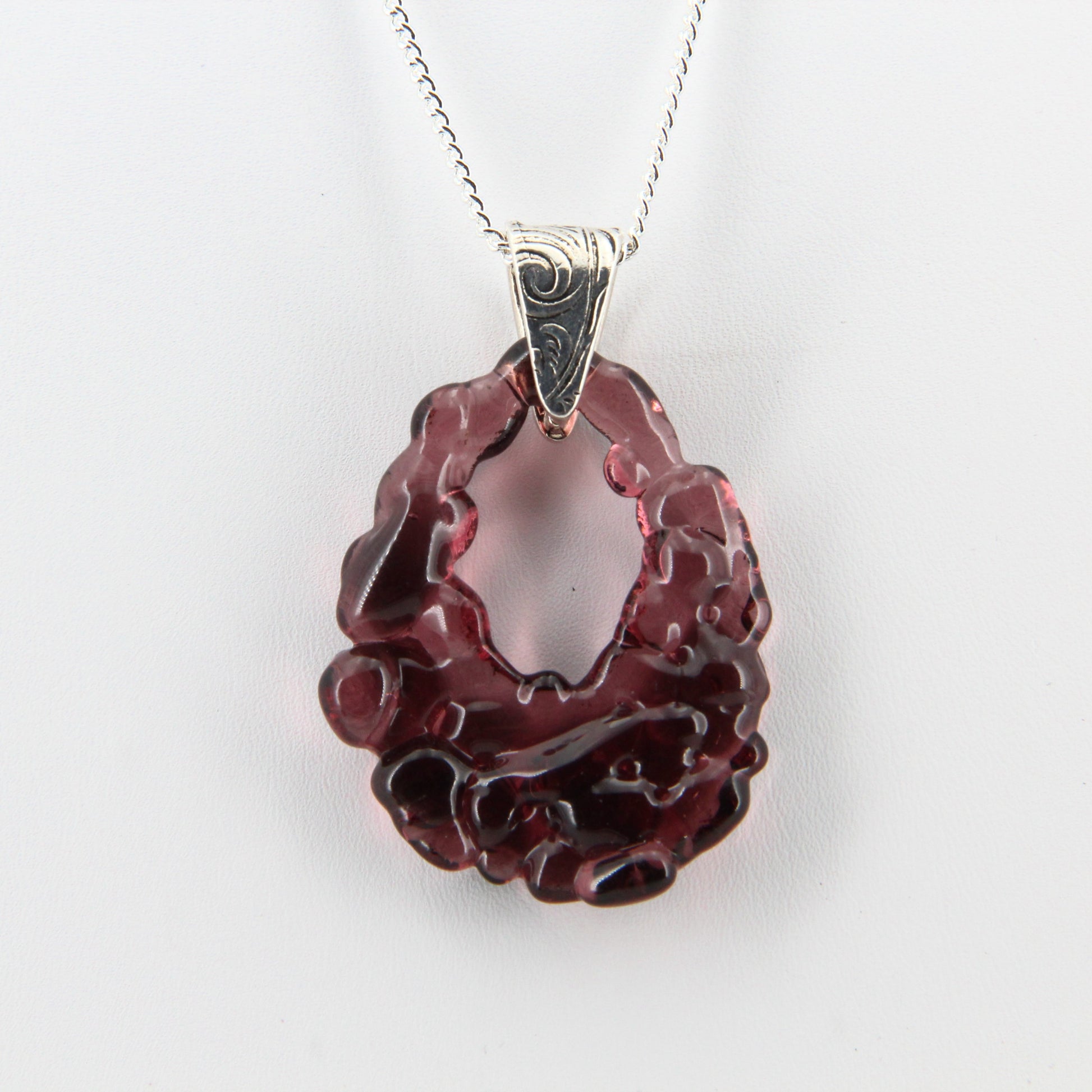Upcycled Purple Necklace, Recycled Glass Pendant - SnarkyFish