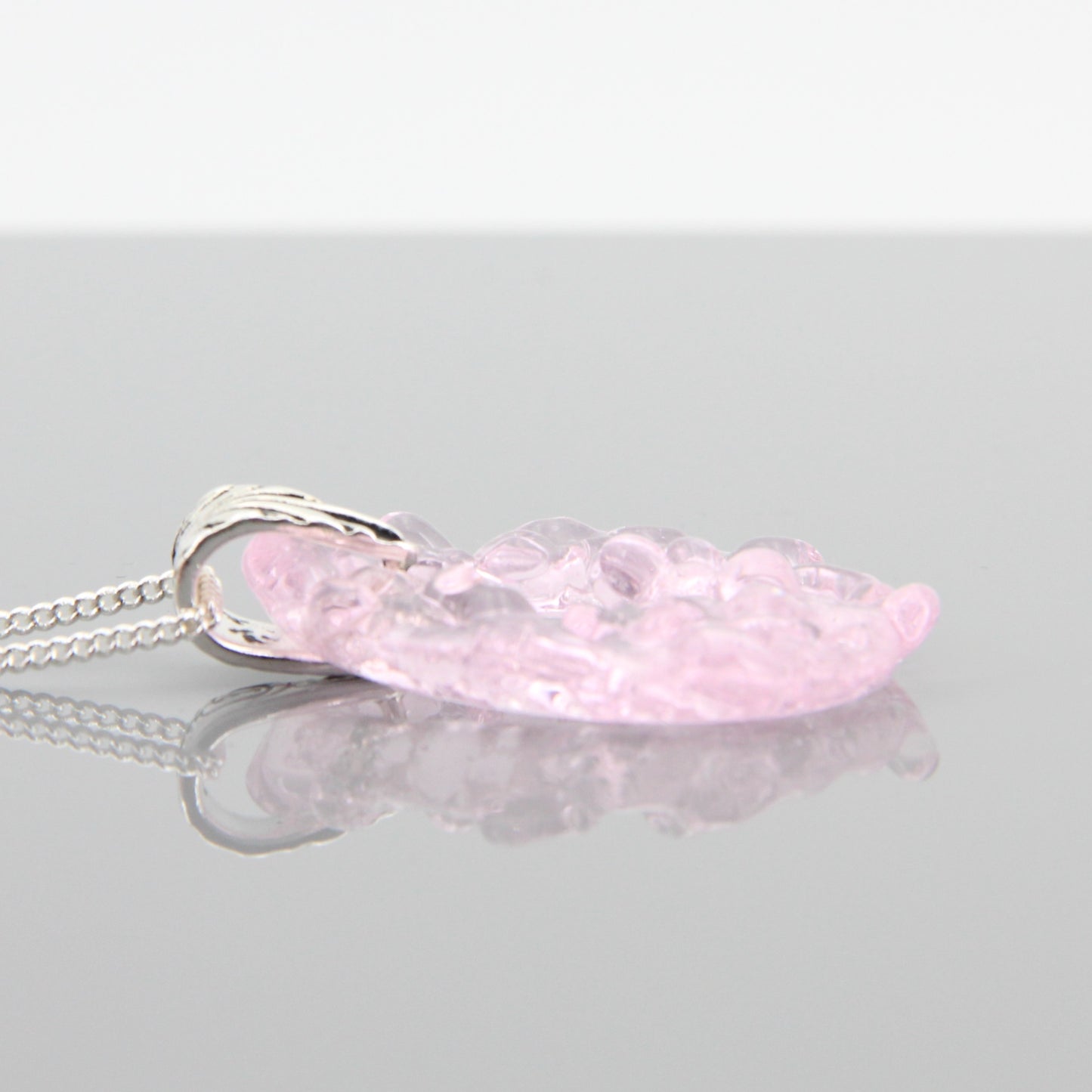Pink Glass Pendant on Silver Chain - Breast Cancer Awareness - SnarkyFish