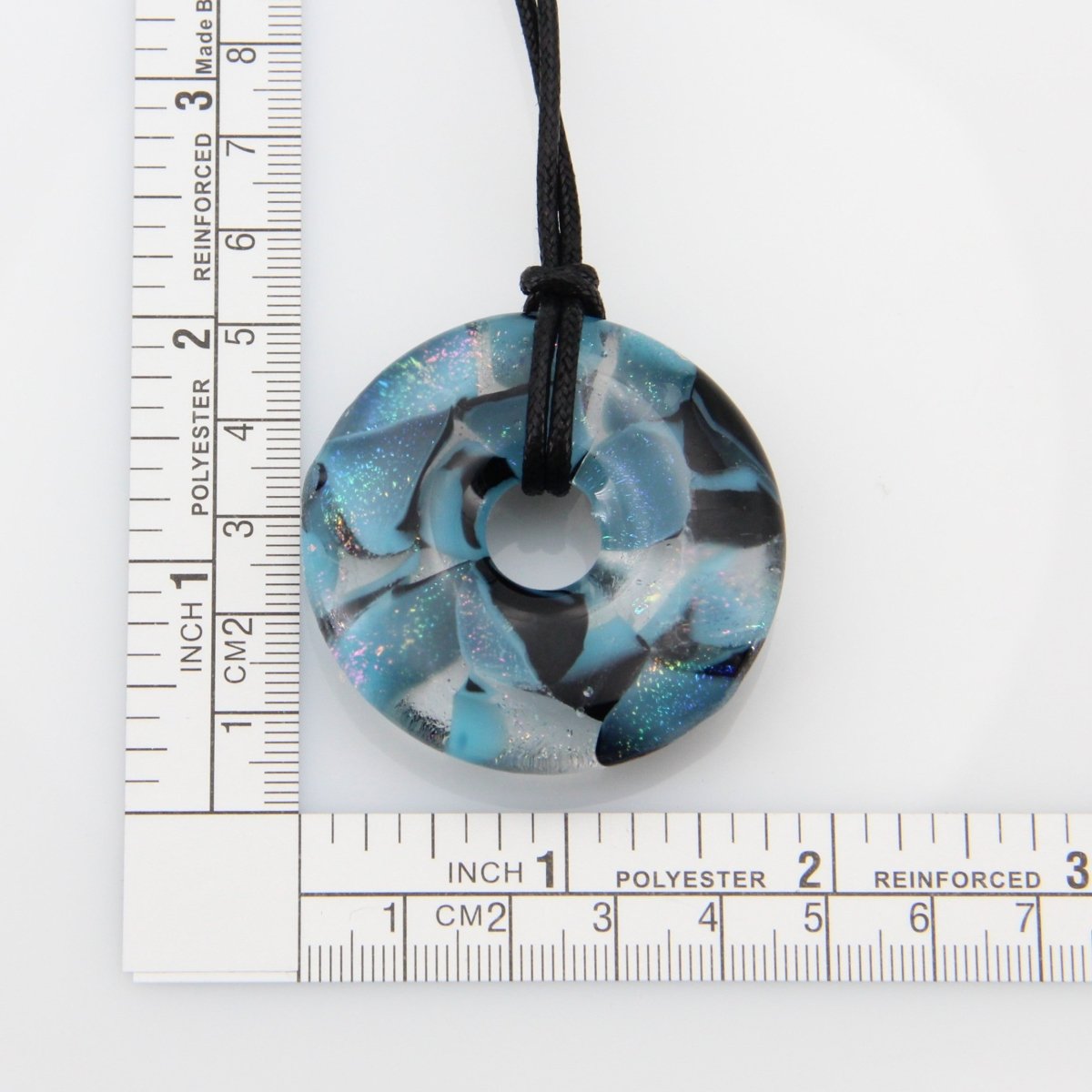 Blue Dichroic Chunky Donut Glass Pendant