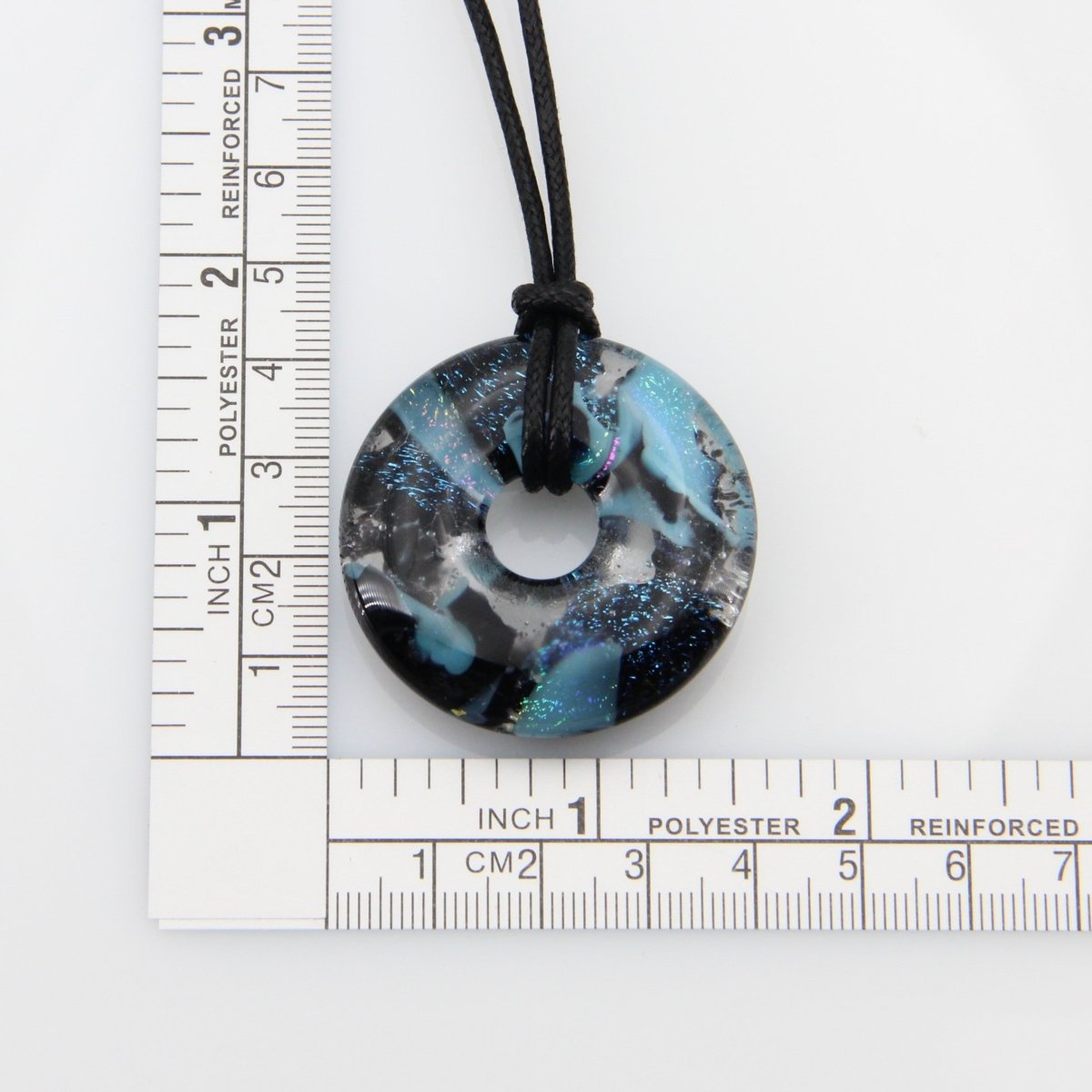 Blue Dichroic Chunky Donut Glass Pendant