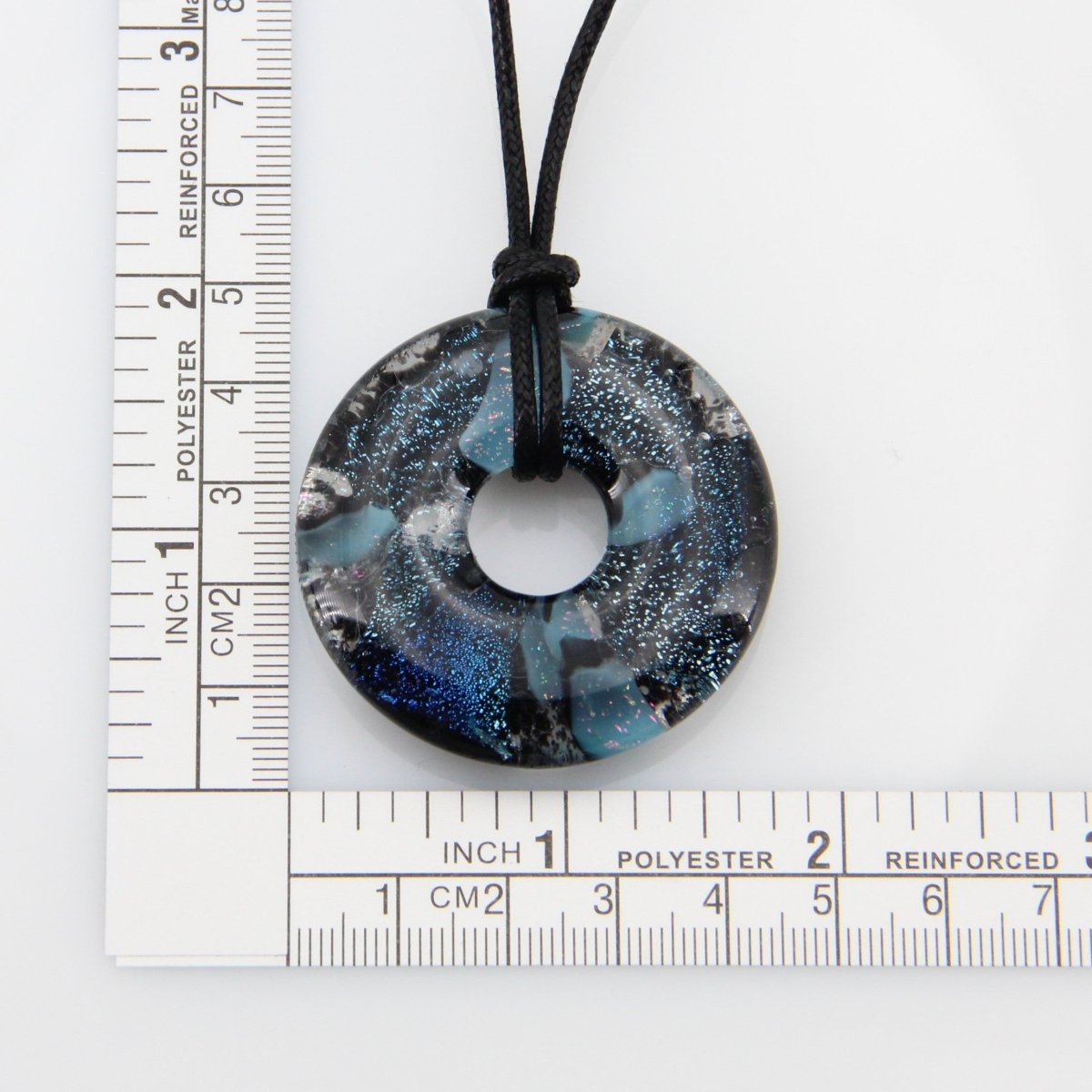 Blue Dichroic Chunky Donut Glass Pendant