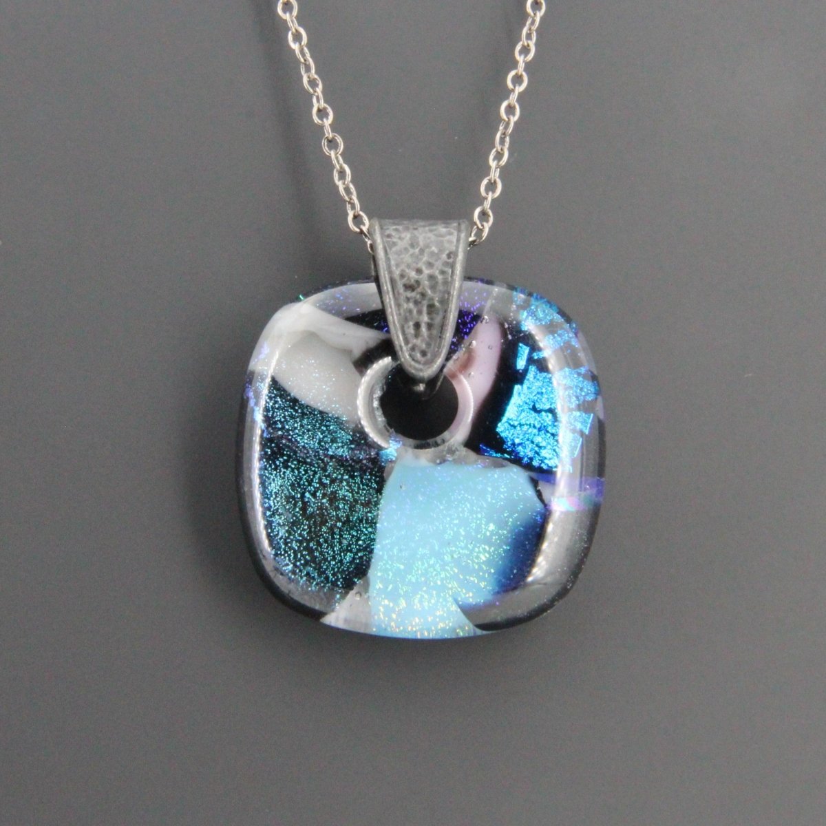 Blue Dichroic Glass Pendant
