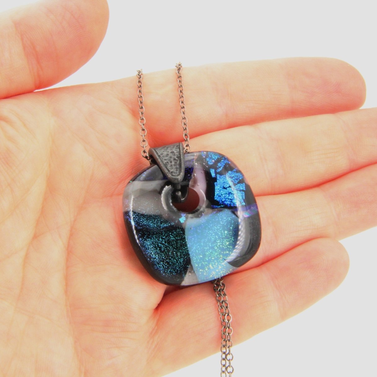 Blue Dichroic Glass Pendant
