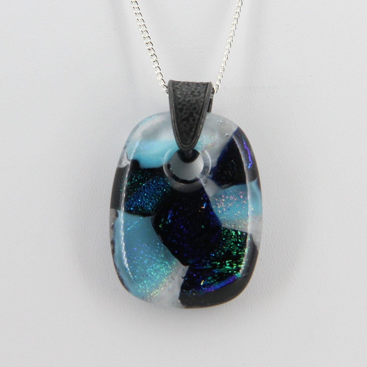 Blue Dichroic Glass Pendant
