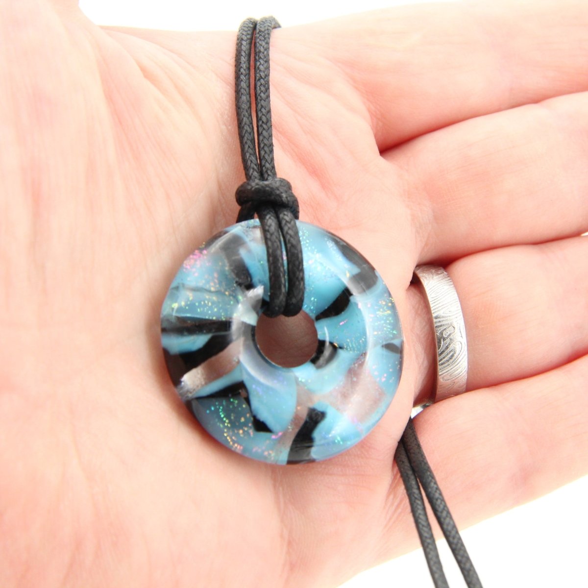 Blue Dichroic Glass Pendant