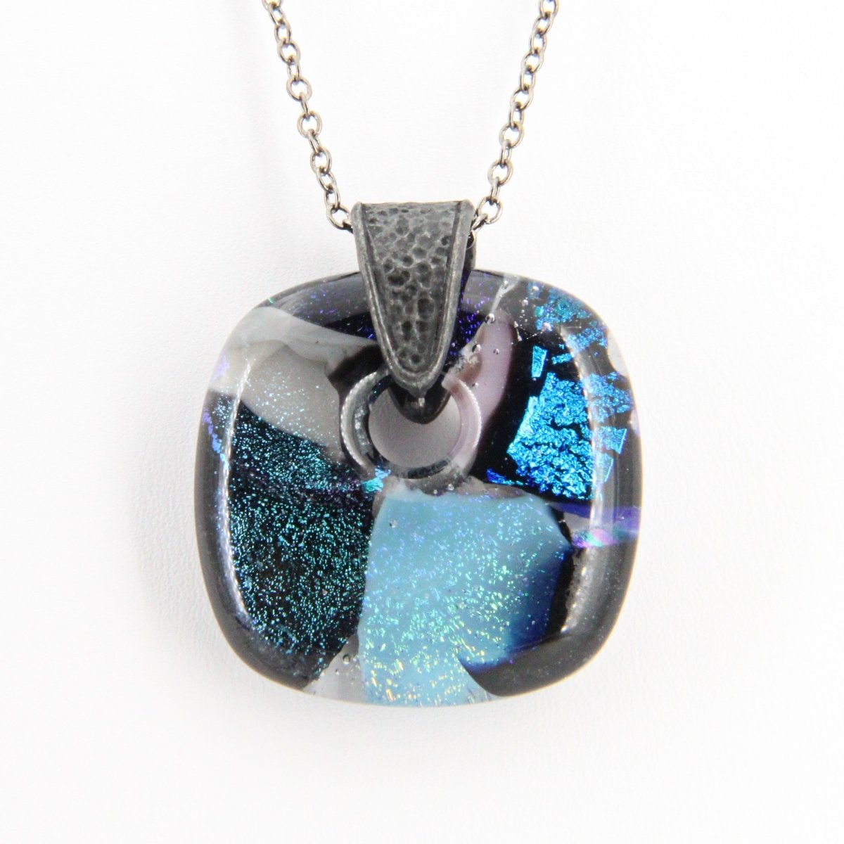 Blue Dichroic Glass Pendant
