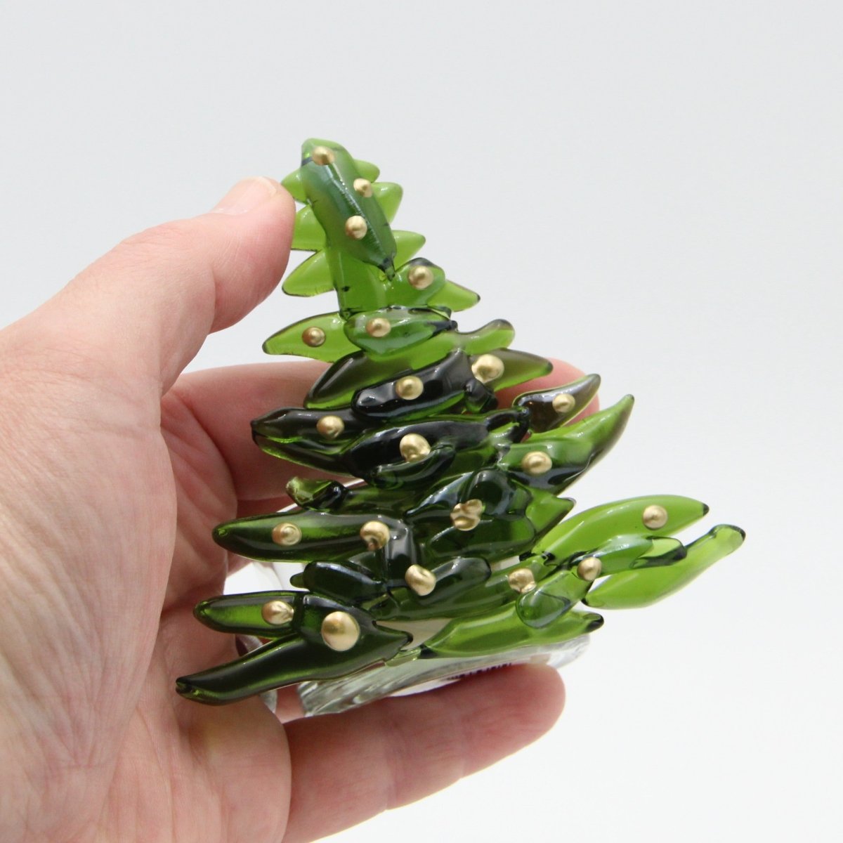Christmas Tree Candle Holder from Upcycled Wine Bottle