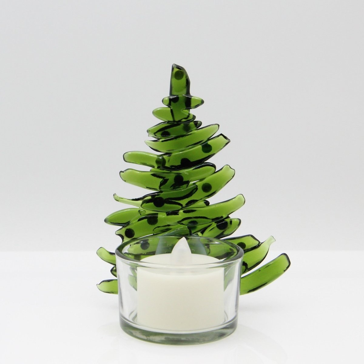 Christmas Tree Candle Holder from Upcycled Wine Bottle