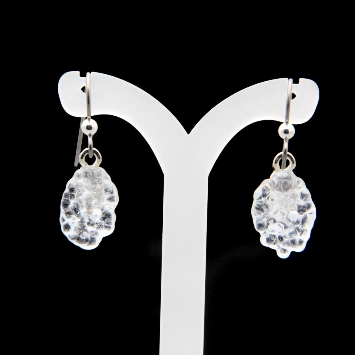 Clear Upcycled Glass Dangle Earrings