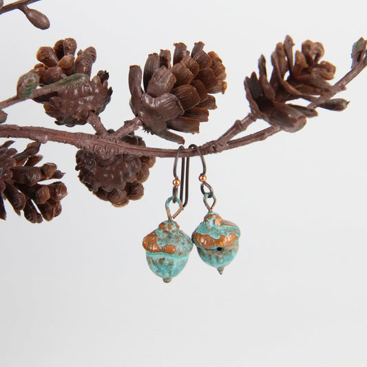 Copper Electroformed Plant Earrings - Real Copper Plated Acorns