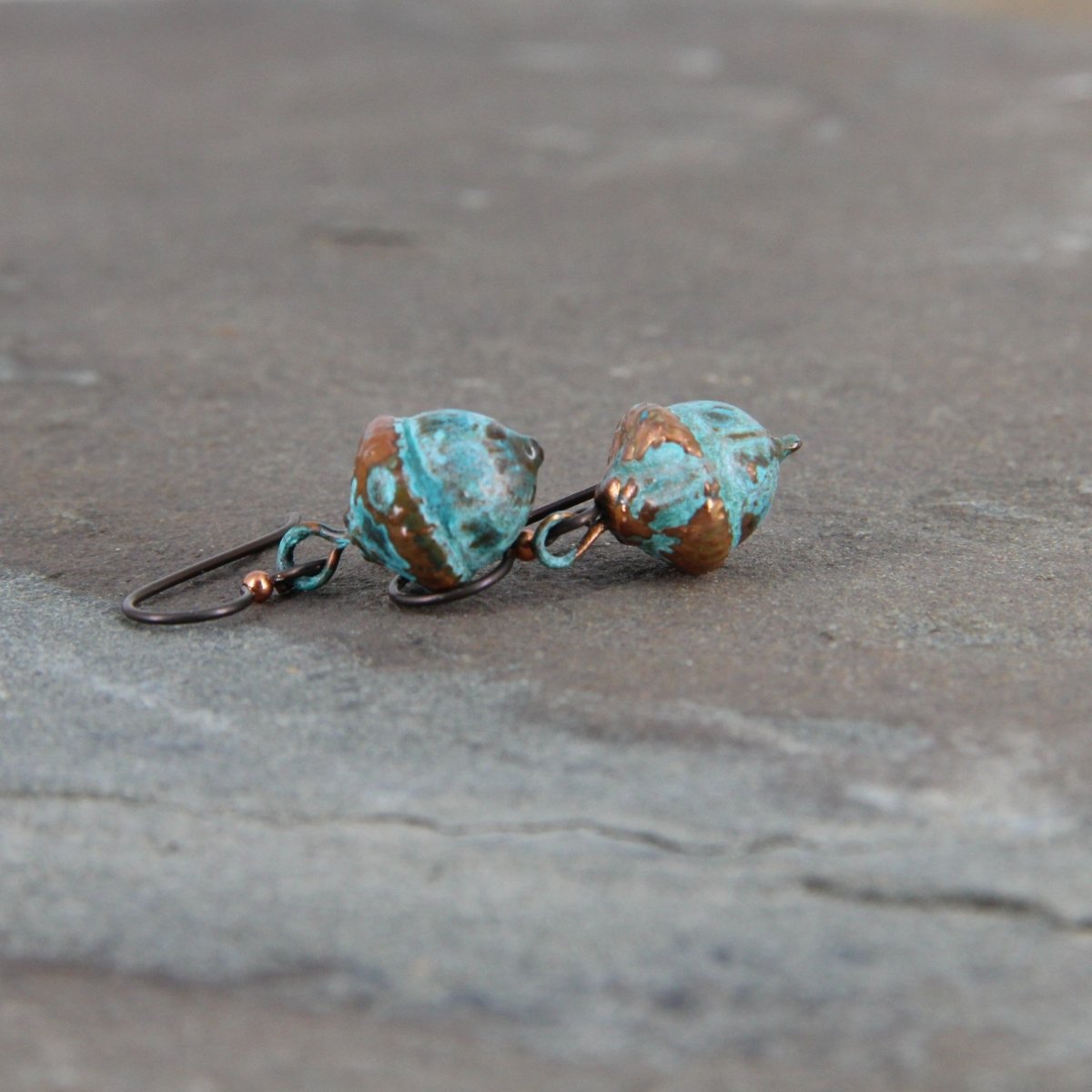 Copper Electroformed Plant Earrings - Real Copper Plated Acorns