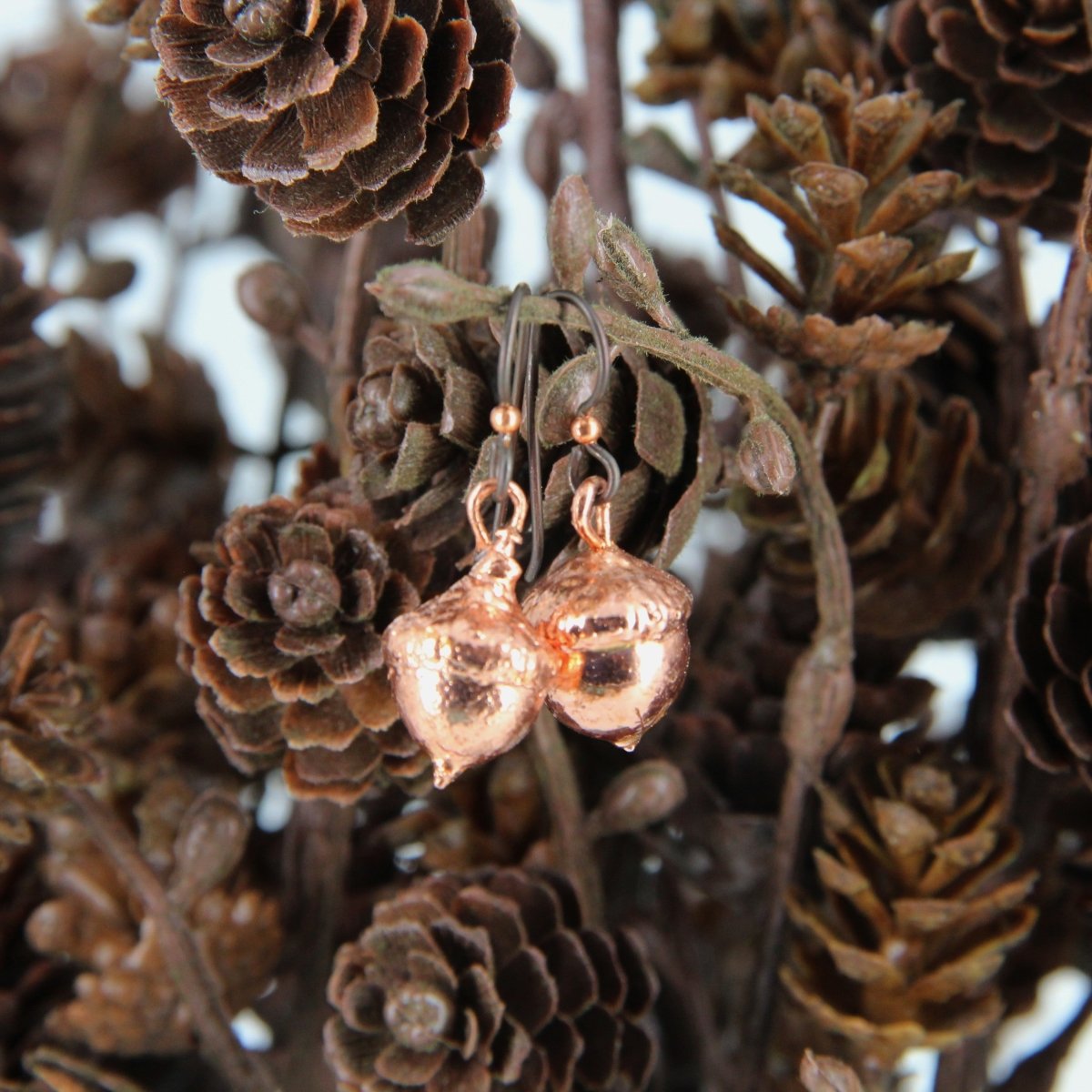 Copper Electroformed Plant Earrings - Real Copper Plated Acorns