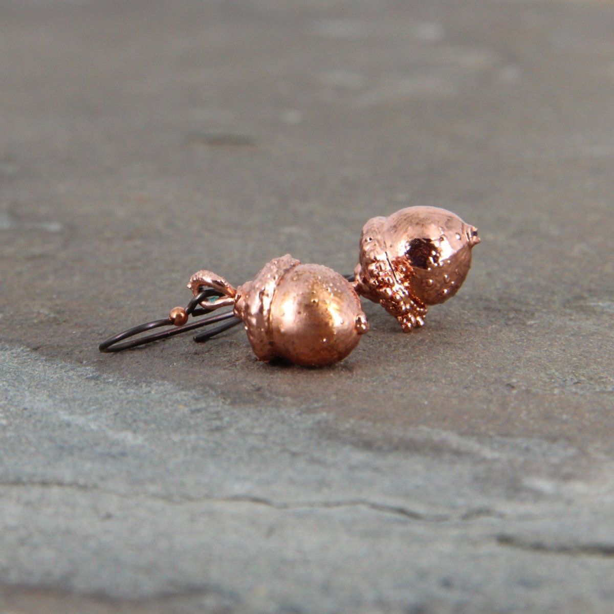 Copper Electroformed Plant Earrings - Real Copper Plated Acorns