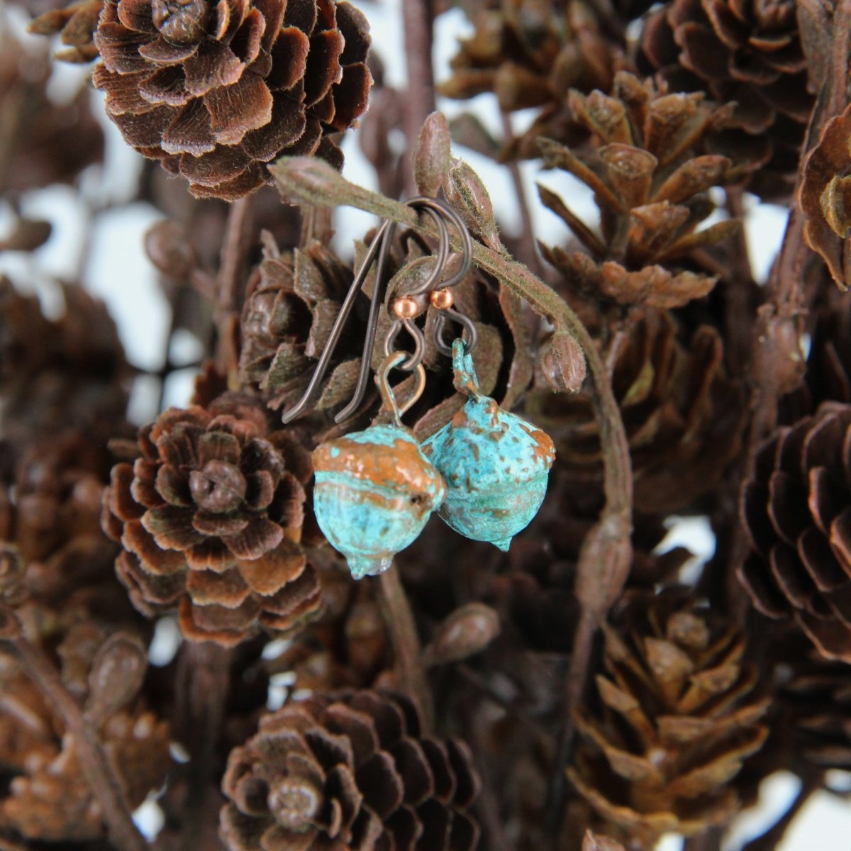 Copper Electroformed Plant Earrings - Real Copper Plated Acorns