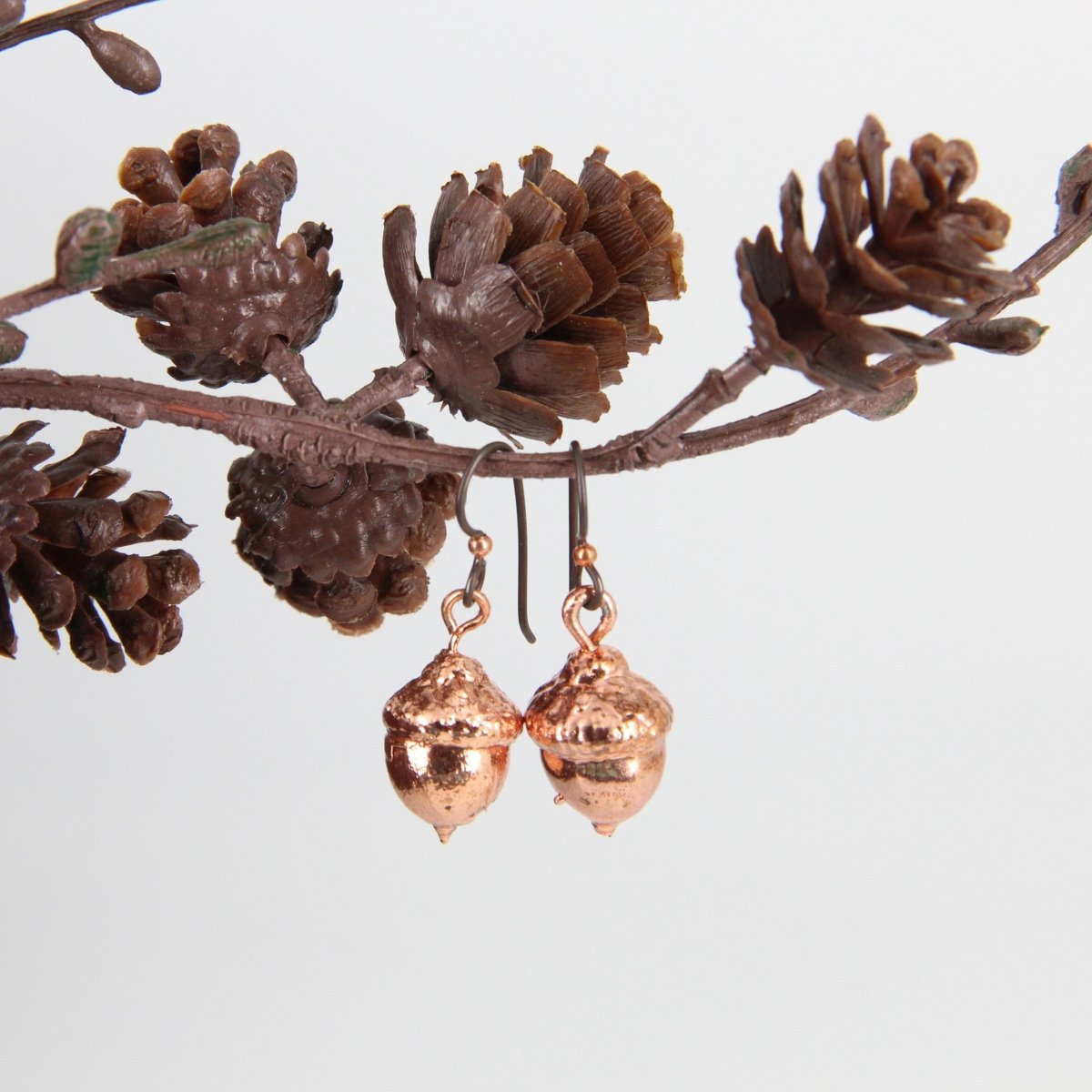 Copper Electroformed Plant Earrings - Real Copper Plated Acorns
