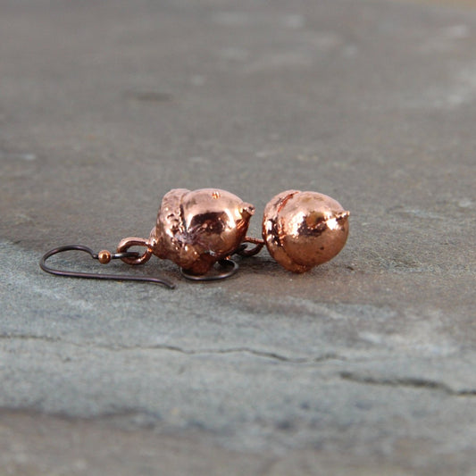 Copper Electroformed Plant Earrings - Real Copper Plated Acorns