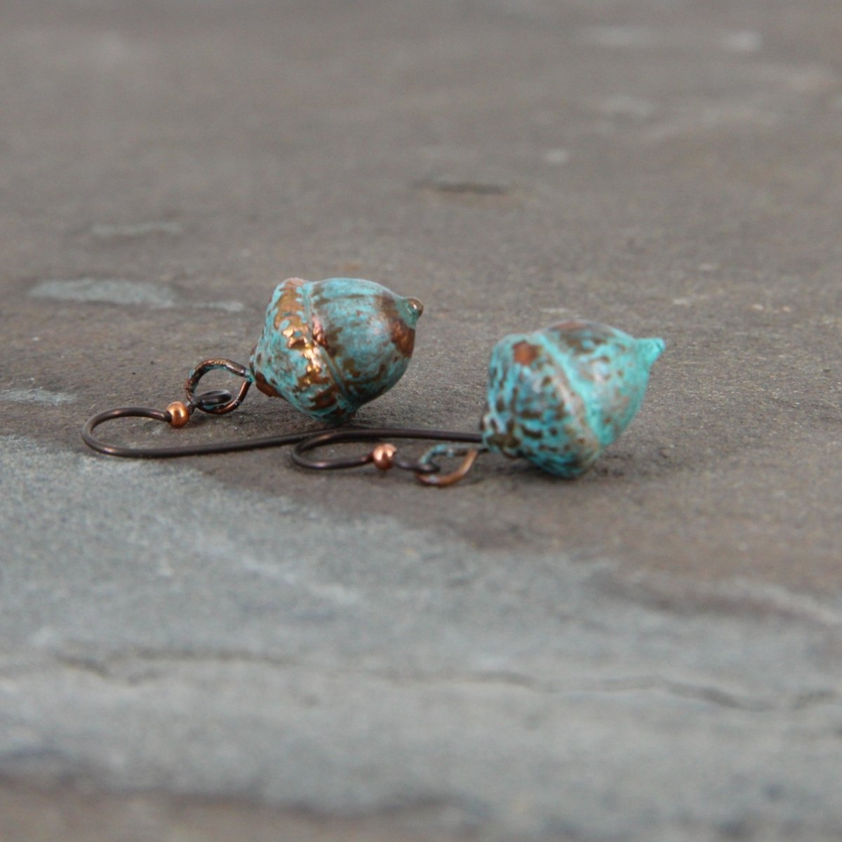 Copper Electroformed Plant Earrings - Real Copper Plated Acorns