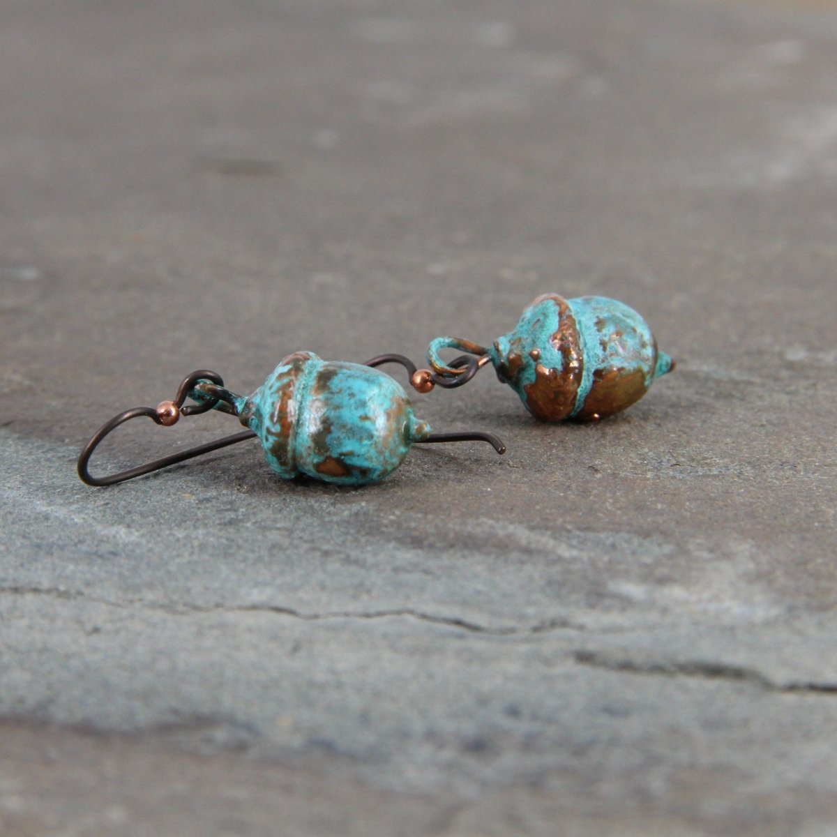 Copper Electroformed Plant Earrings - Real Copper Plated Acorns