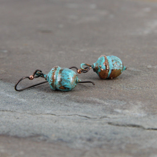Copper Electroformed Plant Earrings - Real Copper Plated Acorns