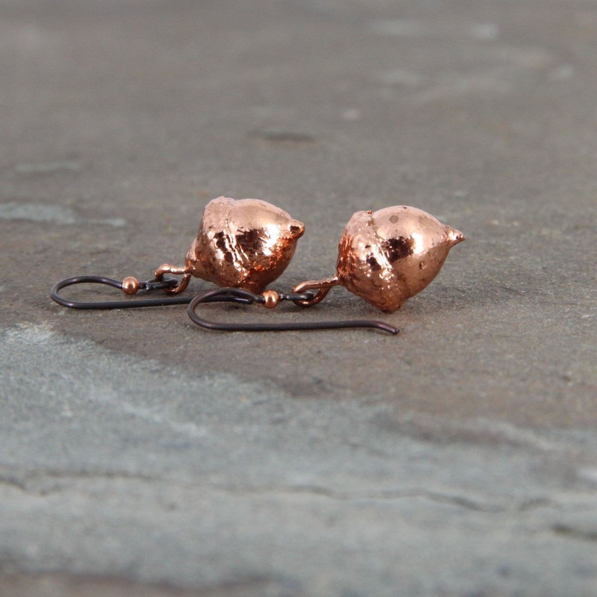 Copper Electroformed Plant Earrings - Real Copper Plated Acorns