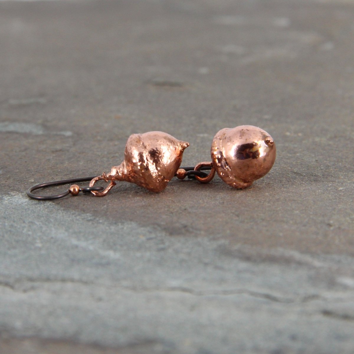 Copper Electroformed Plant Earrings - Real Copper Plated Acorns