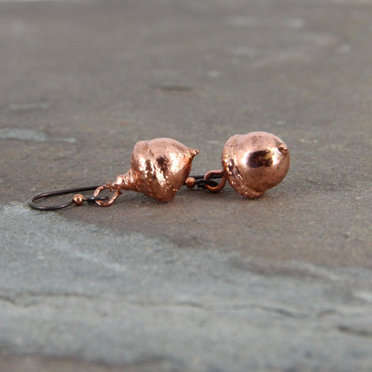 Copper Electroformed Plant Earrings - Real Copper Plated Acorns
