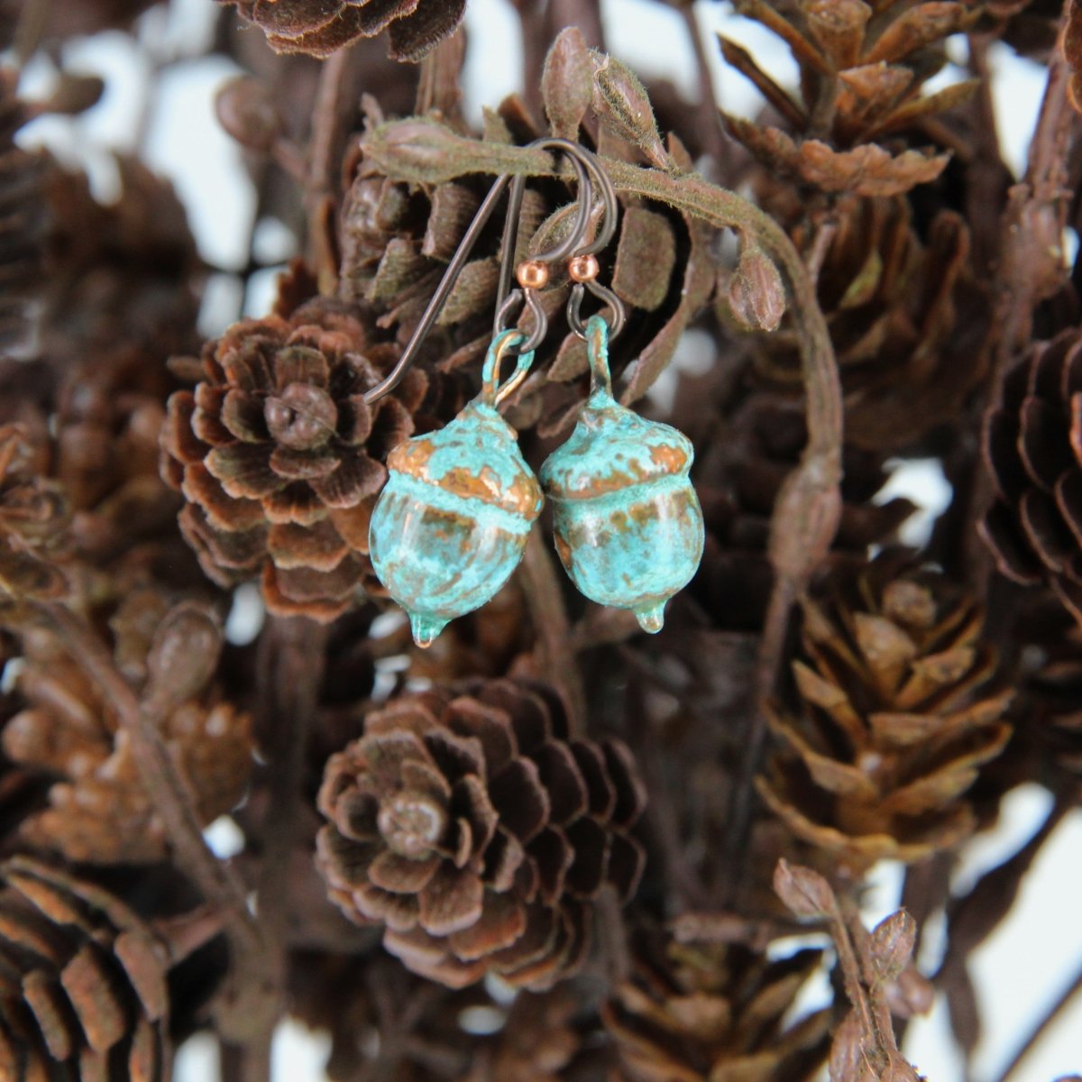 Copper Electroformed Plant Earrings - Real Copper Plated Acorns
