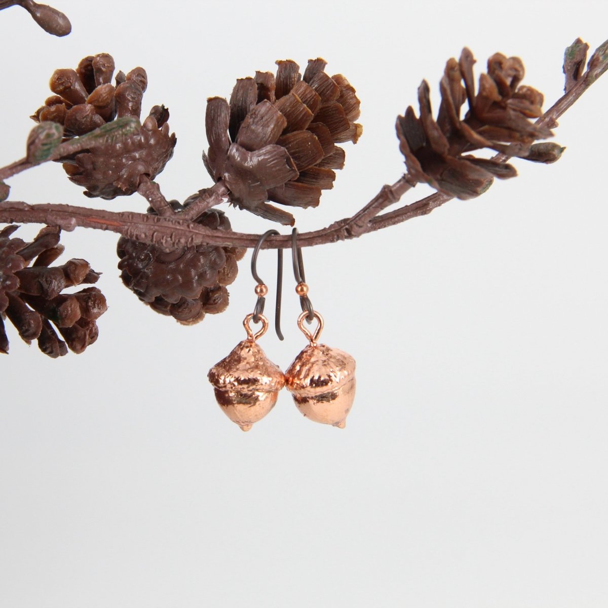 Copper Electroformed Plant Earrings - Real Copper Plated Acorns